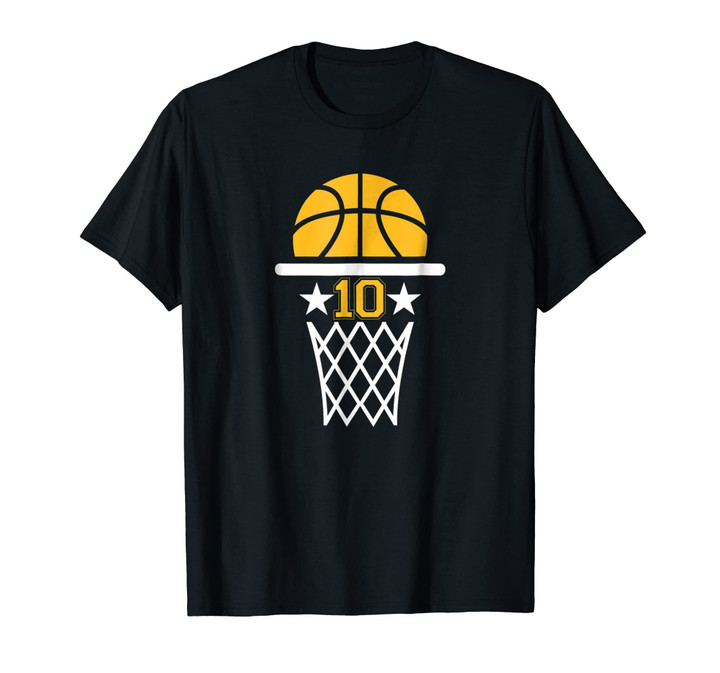 10 Years Old Boy 10th Birthday T-shirt Basketball Theme Gift