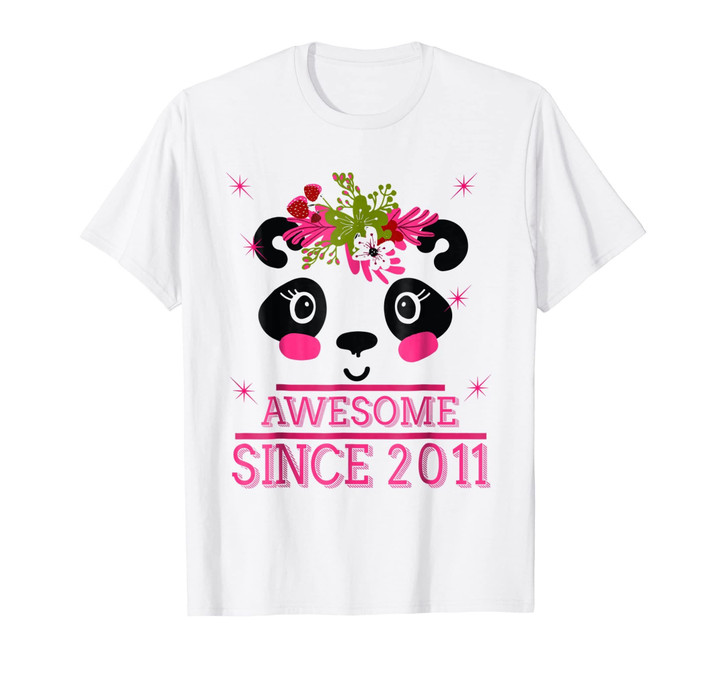 8th Panda, Pink Flower Shirt Awesome Since 2011 - Bday Gift