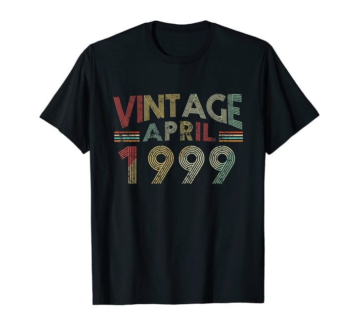 Vintage April 1999 20th Birthday Gift 20 Years old Funny Tee