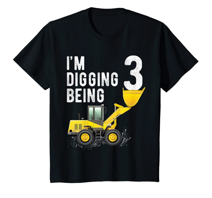 Kids 3rd Birthday boy Bulldozer Construction 3 Year Old T Shirt