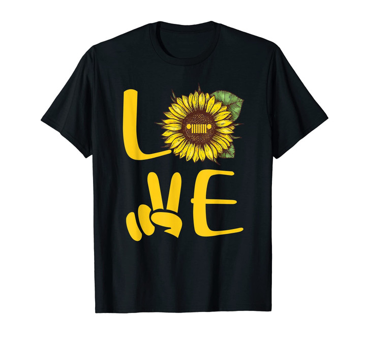 Love Jeep Sunflower Hand T Shirt