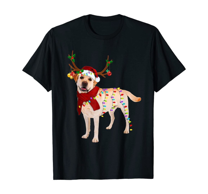 Santa Labrador retriever reindeer Light Christmas gifts T-Shirt