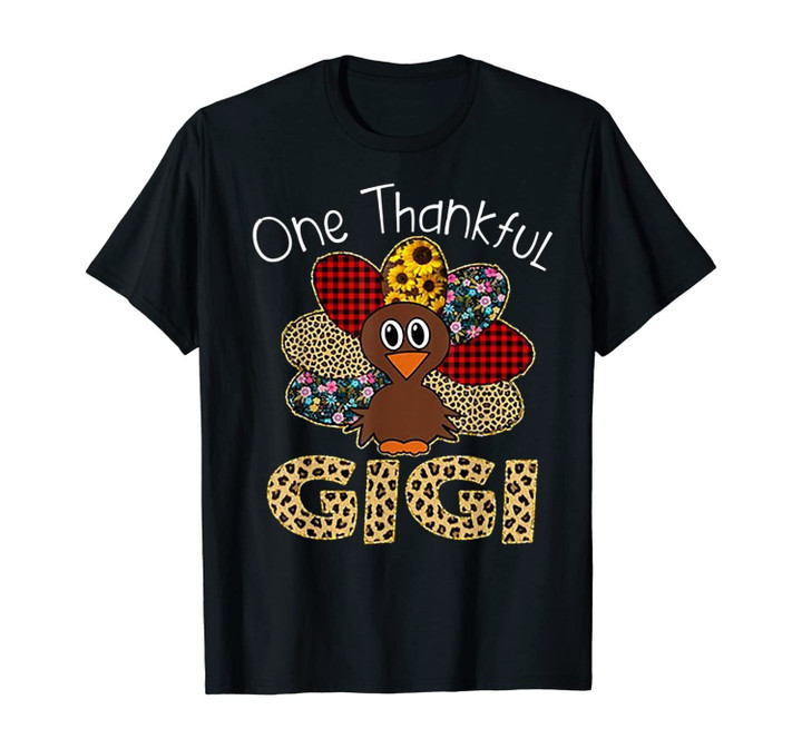 One Thankful GiGi Turkey Leopart Thankgivings T-Shirt