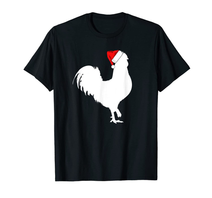 Rooster Santa Hat Merry Christmas Matching Family Pajama T-Shirt