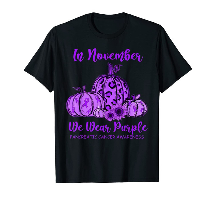November We Wear Purple Pumpkin Pancreatic Cancer Awareness T-Shirt