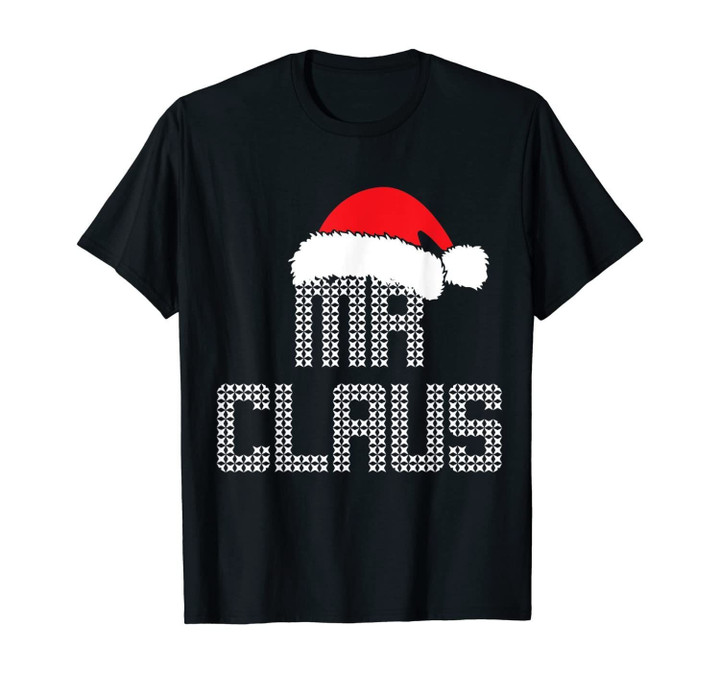 Mens Mr and Mrs Claus Family Matching Pajamas Xmas Santa T-Shirt