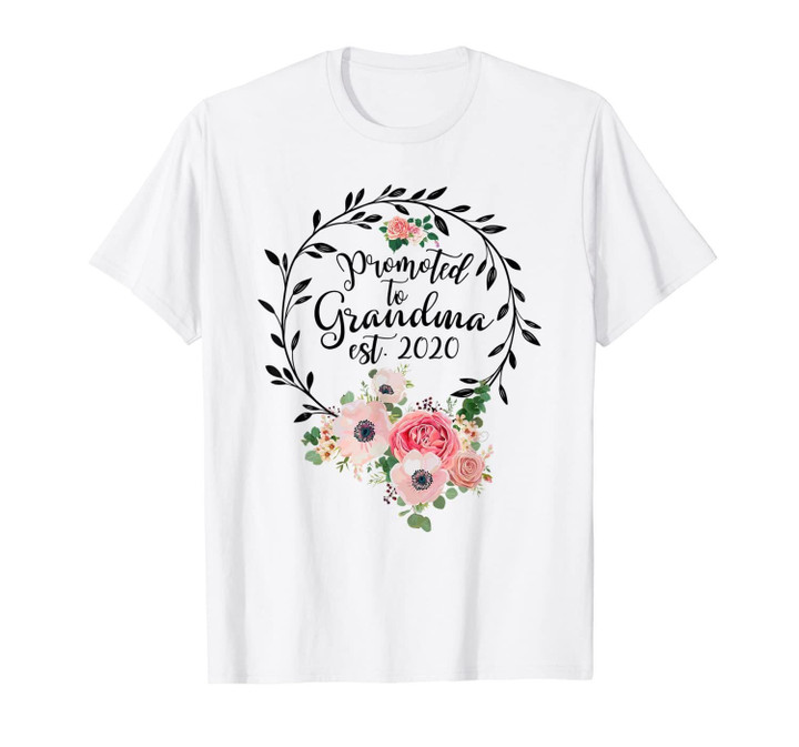 Promoted to Grandma Est 2020 - Floral First Time Grandma T-Shirt