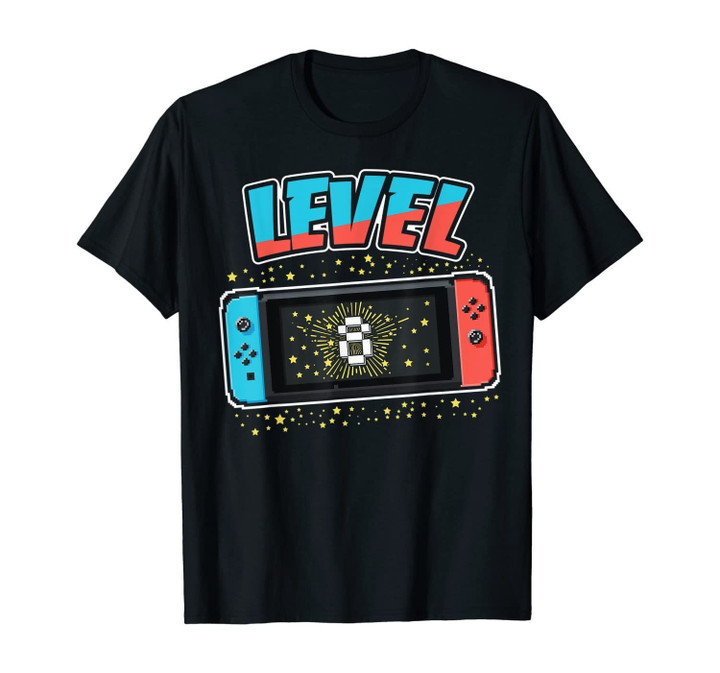Level 8 Birthday Shirt Boy 8 Years Old Video Games Gift T-Shirt