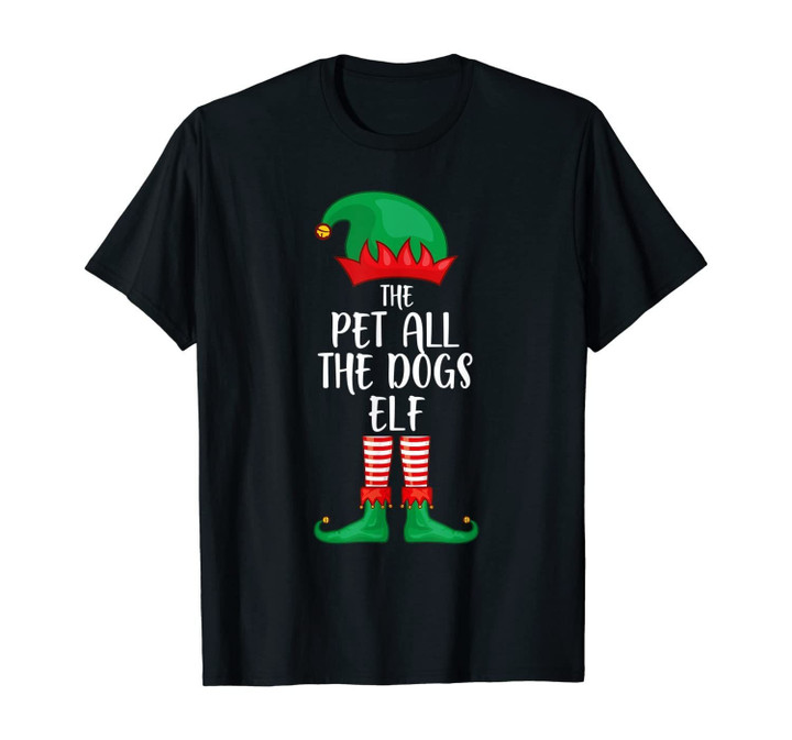 Pet All The Dogs Elf Christmas Party Matching Family Group T-Shirt