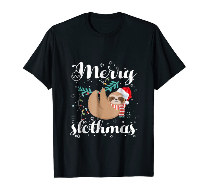 Merry Slothmas T Shirt Christmas Pajama for Sloth Lovers