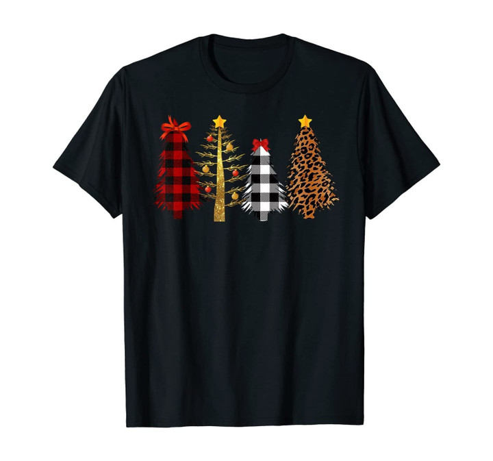 Merry Christmas Tree Leopard AND Buffalo Plaid T-Shirt T-Shirt