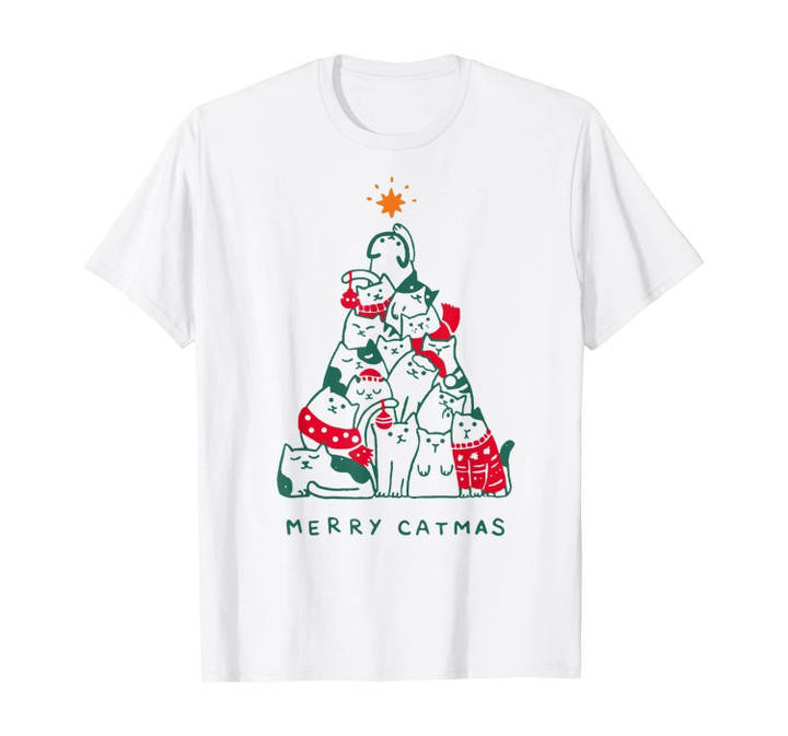 Merry Catmas Funny Cats Christmas Tree Xmas Gift T-Shirt T-Shirt