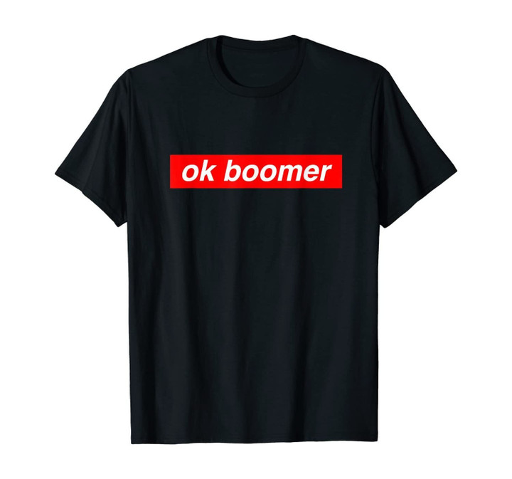 Ok Boomer Red Box Funny Trendy Meme Gen Z Christmas Gift T-Shirt