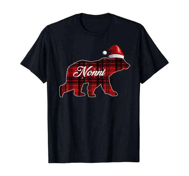 Nonni Bear Christmas Pajama Red Plaid Buffalo Family Gift T-Shirt