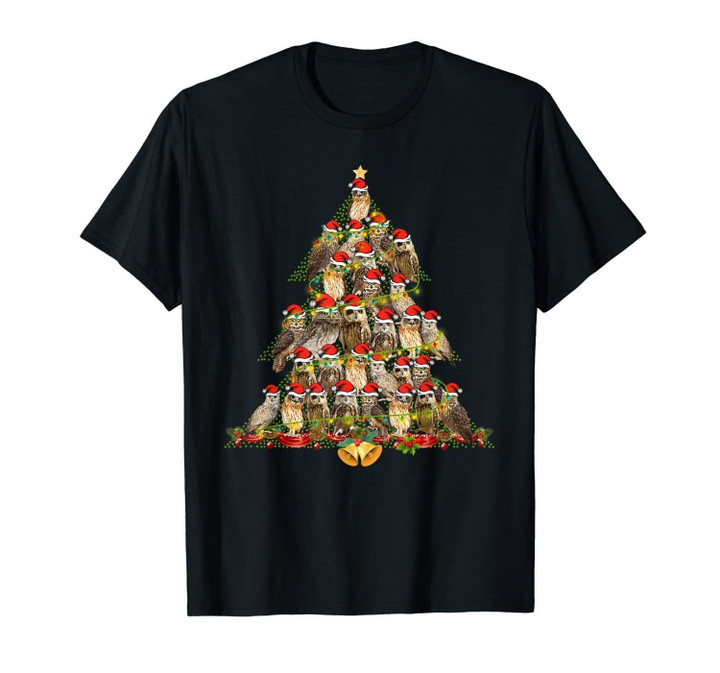 Owl Xmas Tree Merry Christmas Funny Owl Lover Gifts T-Shirt