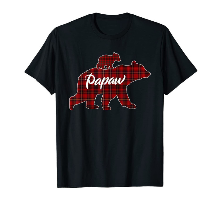 Red Plaid Papaw Bear Buffalo Matching Family Pajama T-Shirt