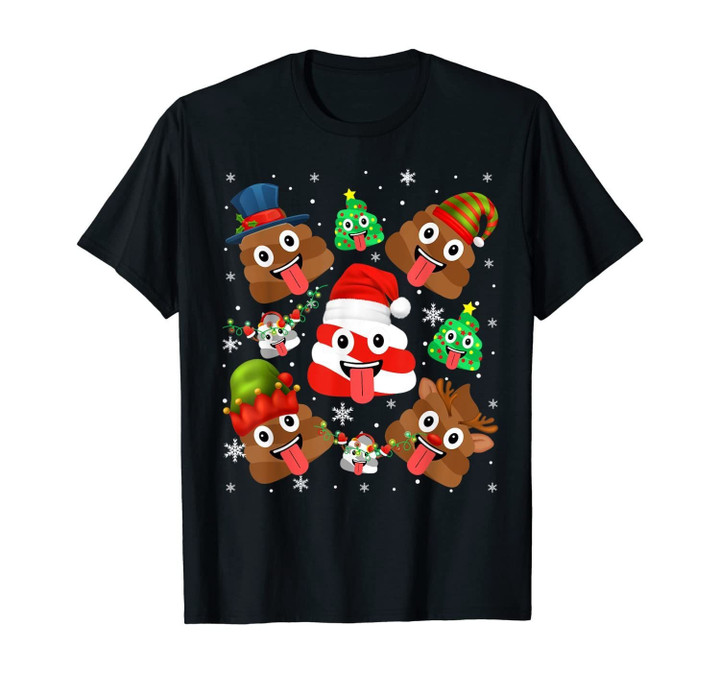 Poop Emojis Christmas Pajama Funny Xmas Family Matching Kid T-Shirt