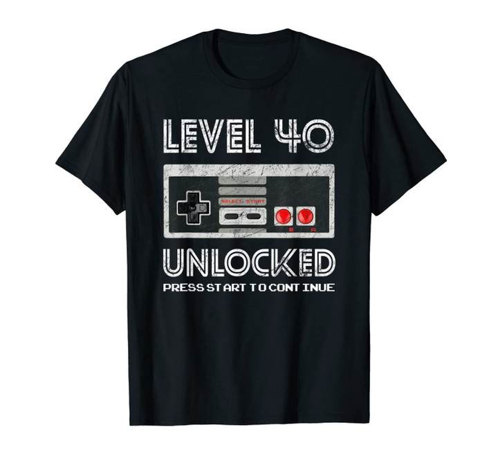 40 Year Old Fourty Birthday Gift Level 40 unlocked gamer T-Shirt-201277