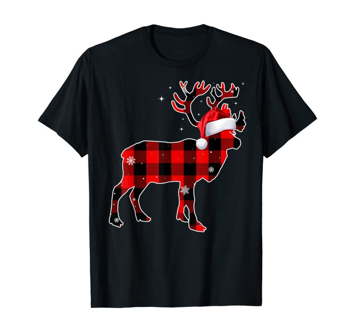 Moose Red Buffalo Plaid Christmas Matching Family Xmas Gift T-Shirt