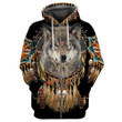 Mandala Dreamcatcher Native Wolf 3D NA35