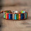Authentic 7 Chakra Colored Imperial Handmade Harmonizing DIY Wrap Beaded Adjustable Bracelet