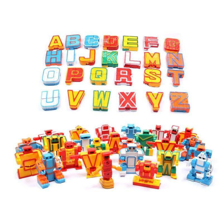 Educational Toys 26pcs English Letters Robot Deformation Alphabet Transformations Puzzle Assembled Birthday Xmas Gifts Kids
