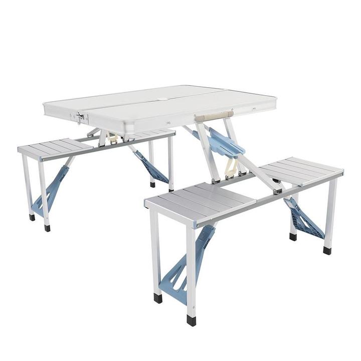 Portable Folding Table and Chair Aluminum Alloy Ideal for Camping Picnics or Other Outdoor Activities[US-Stock]