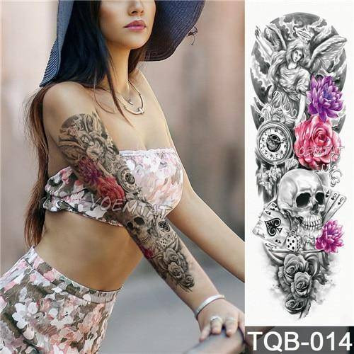 Large Arm sleeve Tattoo Waterproof temporary tattoo Sticker Skull Angel rose lotus Men Full Flower Tatoo Body Art tattoo girl