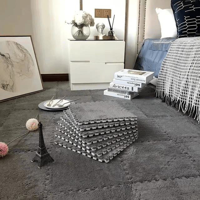 Plush Puzzle Foam Floor Mat Fluffy Square Carpet