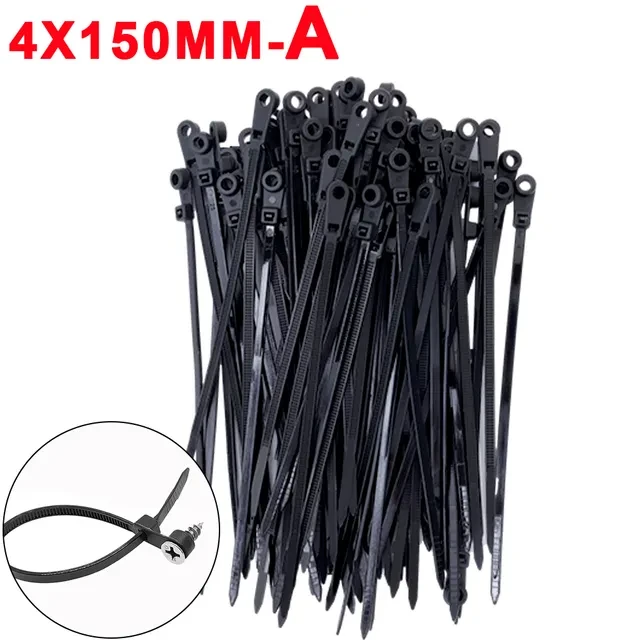 100/200Pcs Screw Hole Cable Ties
