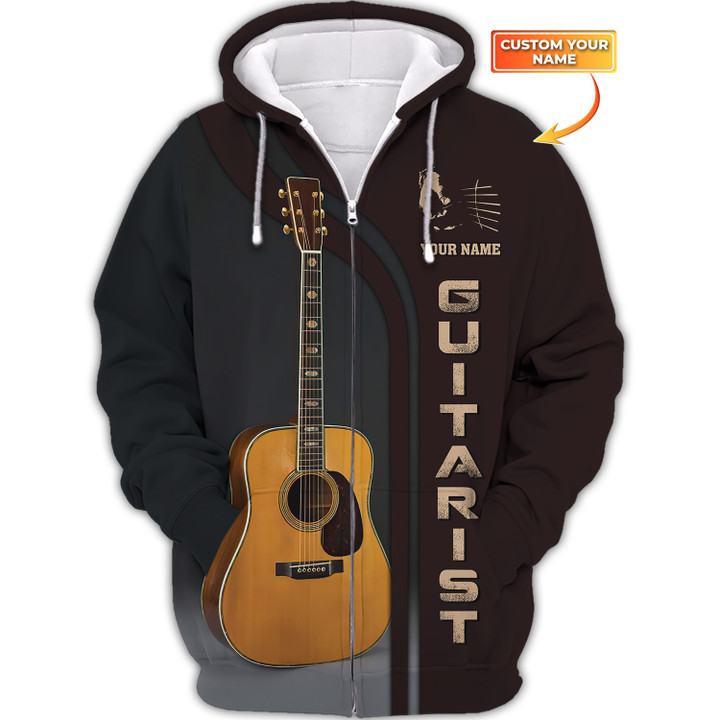 Guitar Shirts Guitar Personalized Name 3D Zipper Hoodie Gift For Guitarist