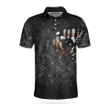 I Don't Give A Split Polo Shirt, Black Skull Bowling Polo Shirt For Bowlers, Cool Bowling Gift Idea