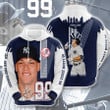 MLB New York Yankees Aaron Judge Striped Pullover Hoodie AOP Shirt