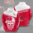 MLB St. Louis Cardinals Red White Skull Pullover Hoodie AOP Shirt