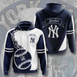 MLB New York Yankees Fire Ball Navy White Pullover Hoodie AOP Shirt