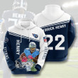 NFL Tennessee Titans Derrick Henry Navy White Pullover Hoodie AOP Shirt