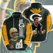 NFL Green Bay Packers Brett Favre Dark Green Gold Pullover Hoodie V2 AOP Shirt