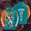 NFL Miami Dolphins Dan Marino Aqua Orange Stripes Pullover Hoodie AOP Shirt