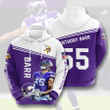 NFL Minnesota Vikings Anthony Barr Purple White Pullover Hoodie AOP Shirt