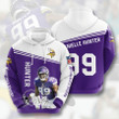 NFL Minnesota Vikings Danielle Hunter Purple White Pullover Hoodie AOP Shirt