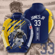 NFL Los Angeles Chargers Derwin James Navy Blue Gold Stripes Pullover Hoodie AOP Shirt