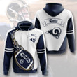 NFL Los Angeles Rams Blue Fire Pullover Hoodie AOP Shirt