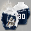 NFL Los Angeles Rams Todd Gurley Blue White Pullover Hoodie AOP Shirt