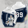 NFL Los Angeles Rams Aaron Donald Blue White Pullover Hoodie AOP Shirt