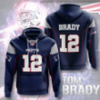 NFL New England Patriots Tom Brady Blue Silver Pullover Hoodie AOP Shirt