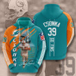 NFL Miami Dolphins Larry Csonka Aqua Orange Stripes Pullover Hoodie AOP Shirt