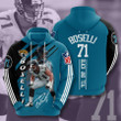 NFL Jacksonville Jaguars Tony Boselli Teal Black Stripes Pullover Hoodie AOP Shirt