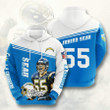 NFL Los Angeles Chargers Junior Seau Powder Blue White Pullover Hoodie AOP Shirt