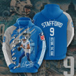 NFL Detroit Lions Matthew Stafford Honolulu Blue Silver Pullover Hoodie AOP Shirt