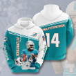 NFL Miami Dolphins Ryan Fitzpatrick Aqua White Pullover Hoodie AOP Shirt